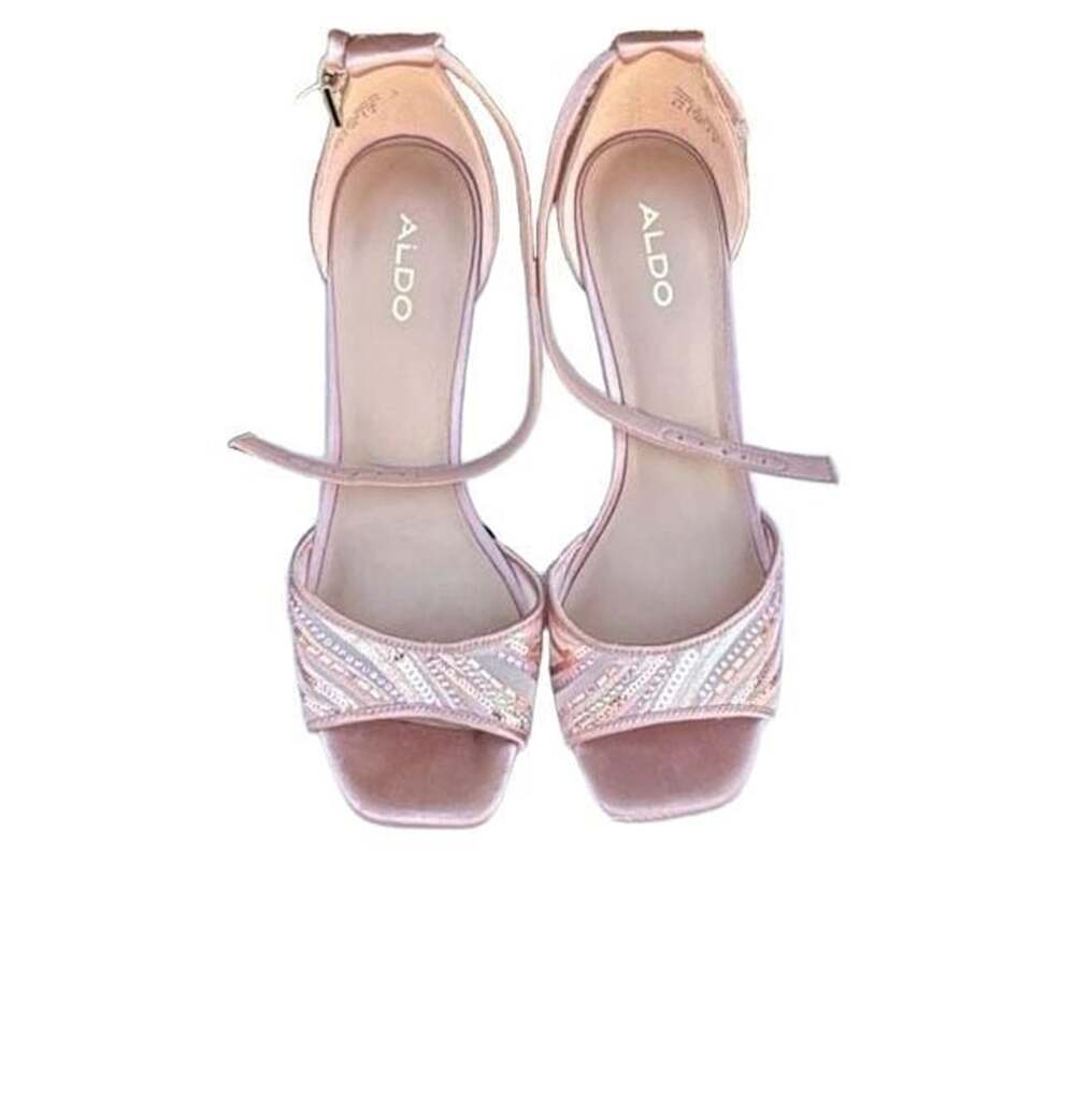 Aldo Wicoethiel Pink Embellished Stiletto Ankle Strap Heels